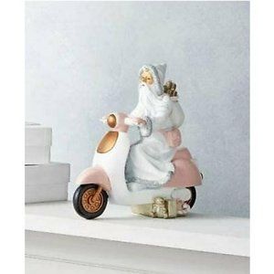 Holiday Lane Dreamland Pink Santa Polyresin Riding Peppy Scooter